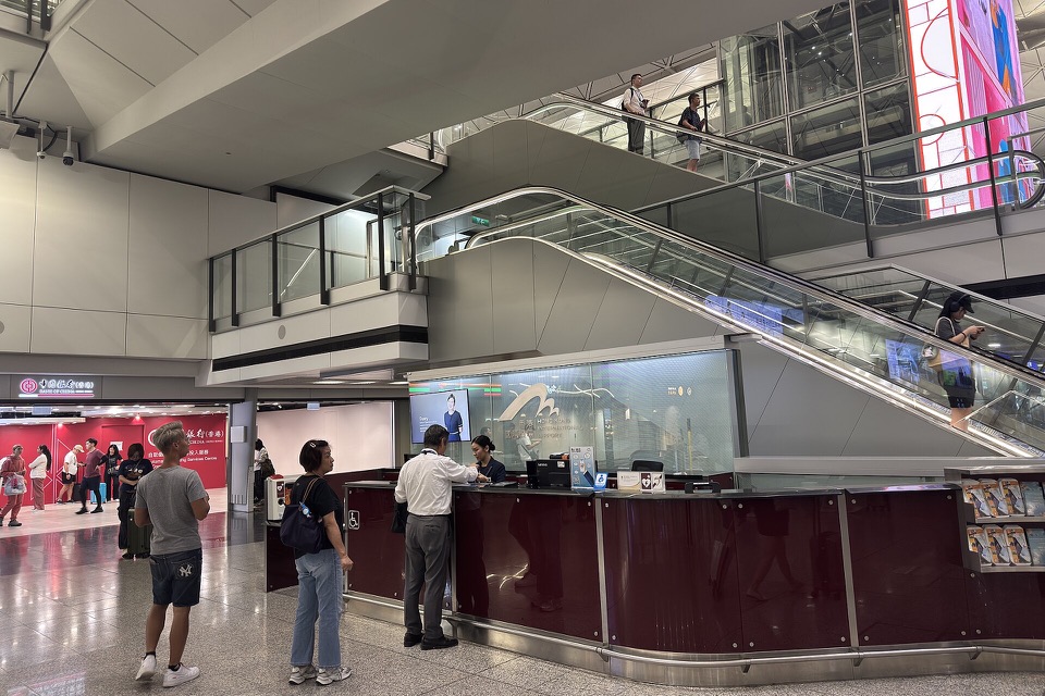 Customer service counter inside Hong Kong International Airport