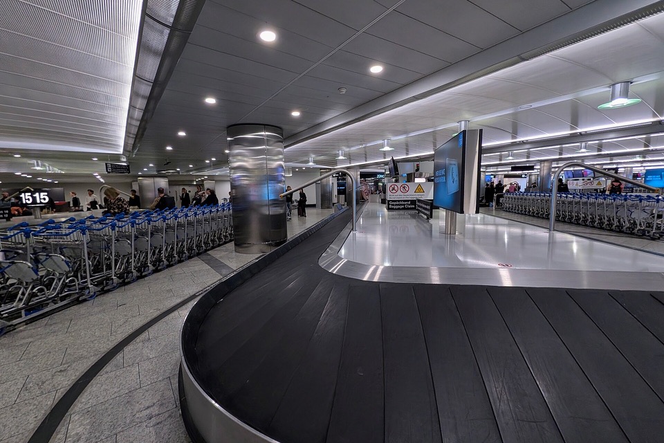 Modern baggage carousel inside Zurich International Airport