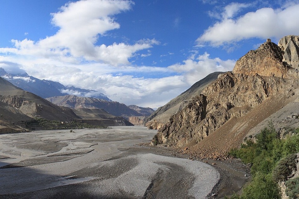 Kali Gandaki River valley beside Kagbeni in Mustang