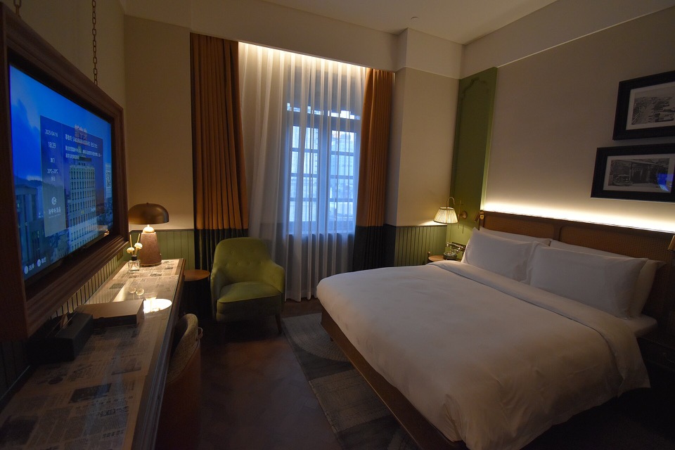Clean contemporary hotel guest room prepared for travellers